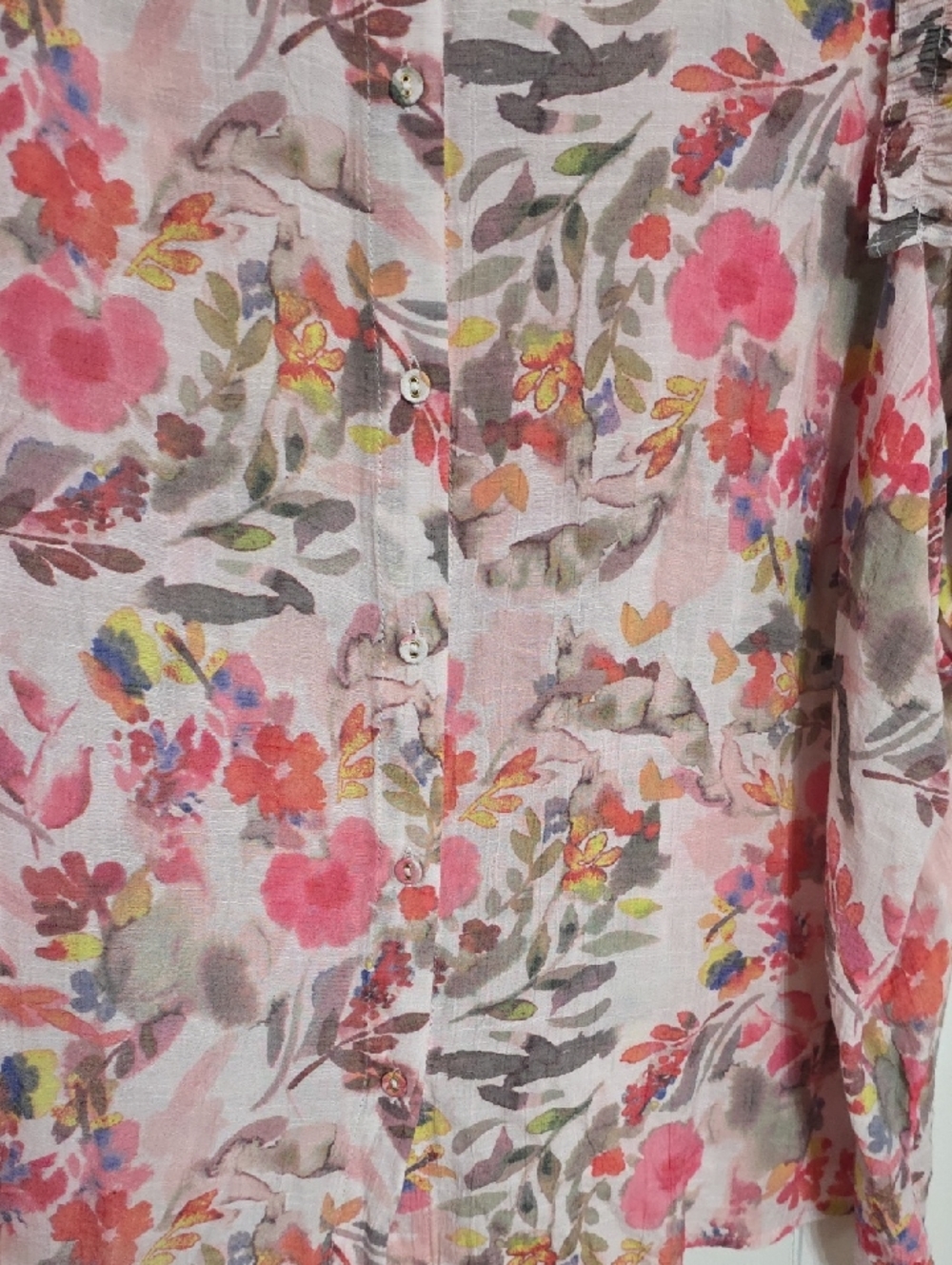 Zac And Rachael Woman Blouse Floral Button Up Lightweight Ruffle Accents 3X EUC - Picture 6 of 11